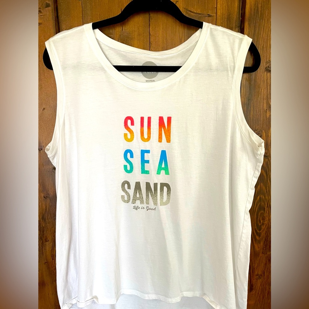 Life is Good Sleeveless, Classic Fit Crusher, T-Shirt